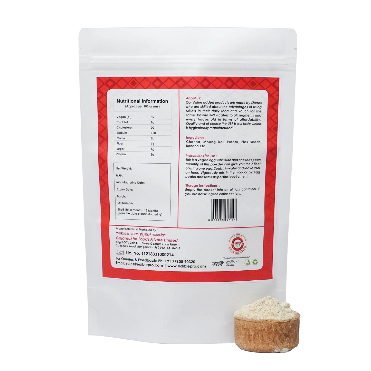 Organic Egg Replacer | Egg Replacement Powder for Baking | Vegan, Wheatfree, Glutenfree, Dairyfree Egg Substitute